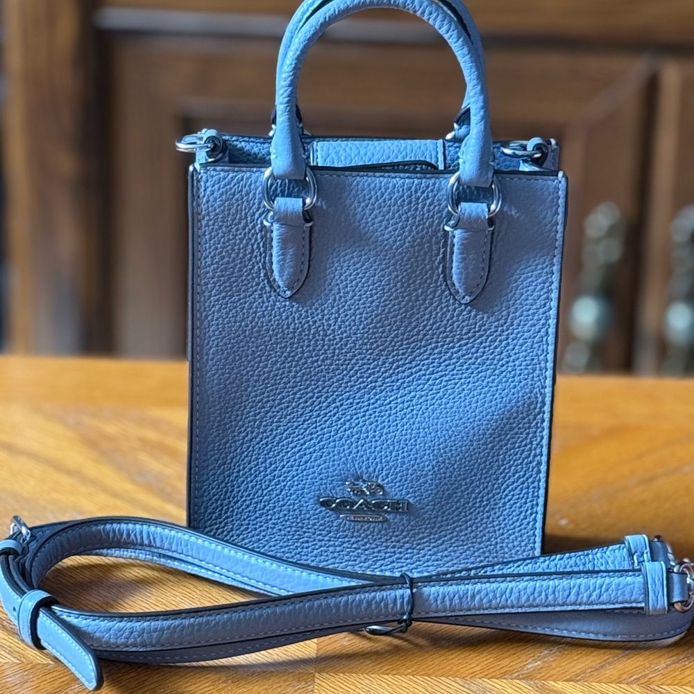 Coach North South Mini Tote/Crossbody Bag - Light Blue